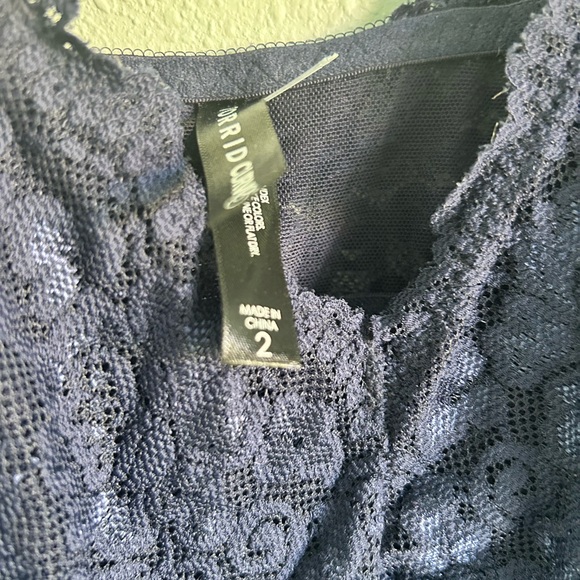 Elegant Lace Babydoll Nightgown - Navy - Picture 5 of 6